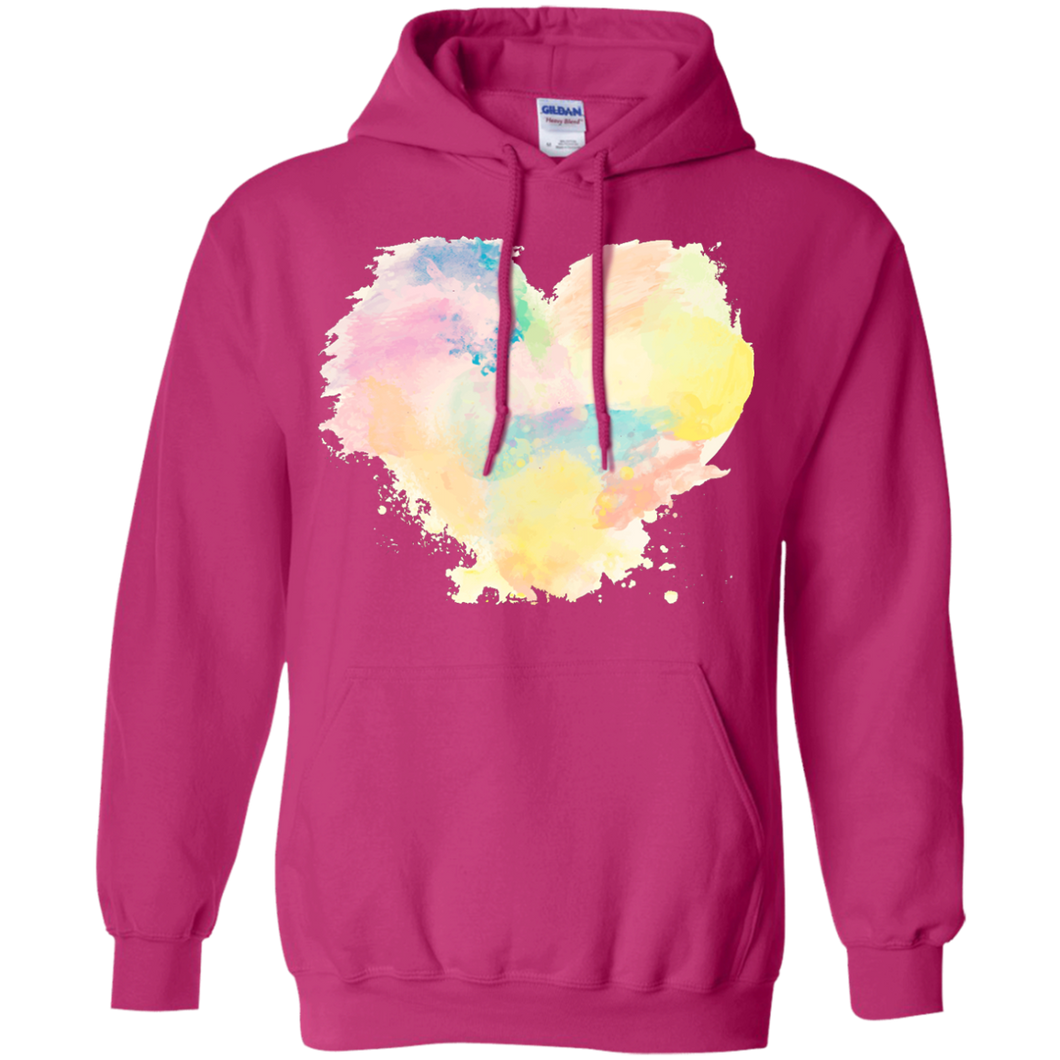 Big colorful heart - Valentines day Pullover Hoodie 8 oz - Heliconia / S- Hoodies -TeeEver.com